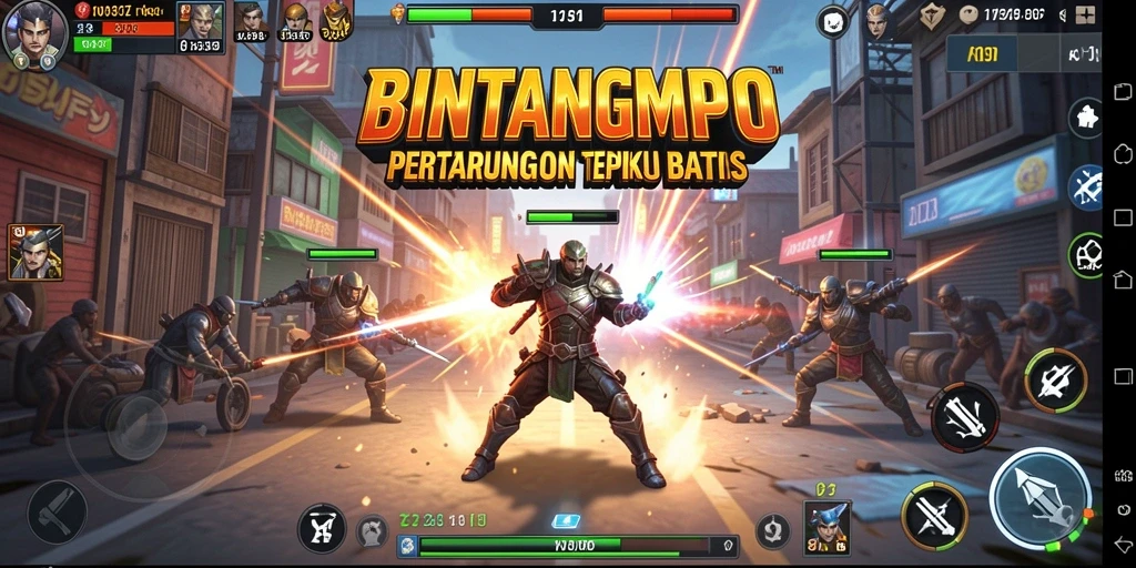 Gameplay menegangkan BINTANGMPO saat karakter bertarung.