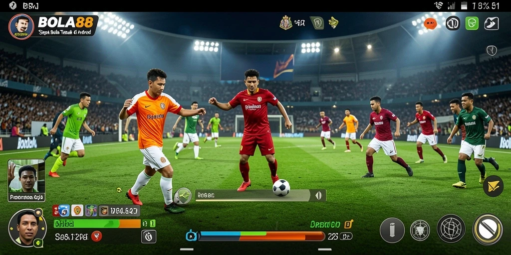 Tampilan gameplay menarik dalam BOLA88 dengan aksi sepak bola yang mendebarkan.