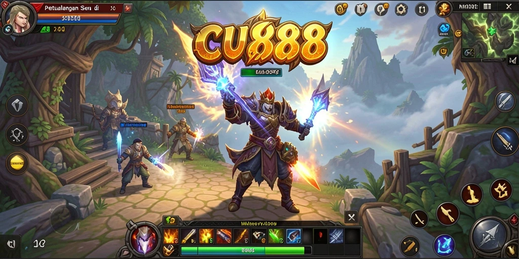 Tampilan gameplay antar pemain di dunia fantasi CU888.