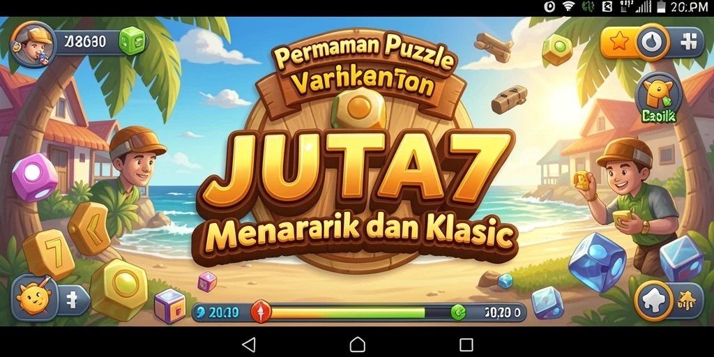 Tampilan utama gameplay JUTA7 dengan teka-teki yang menantang.
