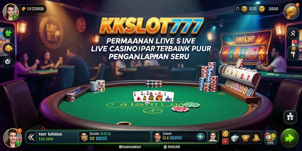 Tampilan screenshot KKSLOT777 menunjukkan dealer dan permainan Live Casino yang menarik.