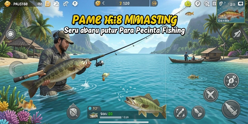 Screenshot gameplay PAUS188 menampilkan pemain yang asyik memancing di danau yang indah.