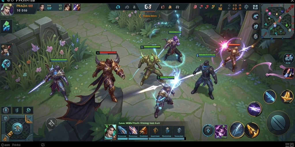 Tampilan gameplay seru dalam PRADA188 dengan aksi MOBA menegangkan.