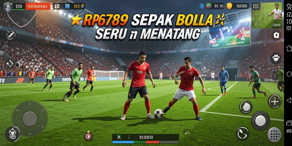 Tampilan gameplay seru di RP6789 dengan aksi sepak bola yang mendebarkan.