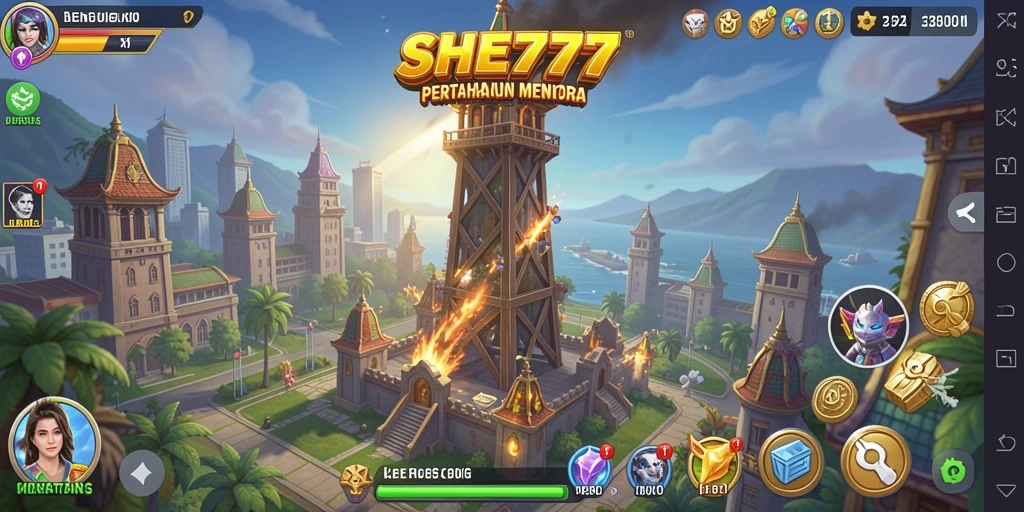 Tampilan screenshot gameplay Tower Defense yang intens dan mendebarkan.