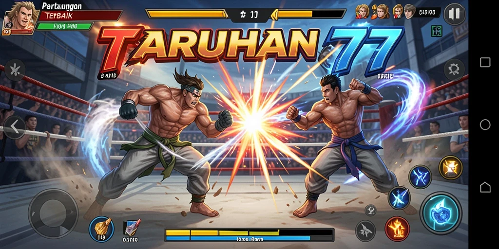 Tampilan gameplay TARUHAN77 dalam pertandingan Fighting yang seru.