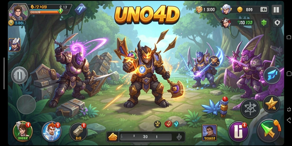 Screenshot gameplay menunjukkan strategi seru dalam UNO4D.