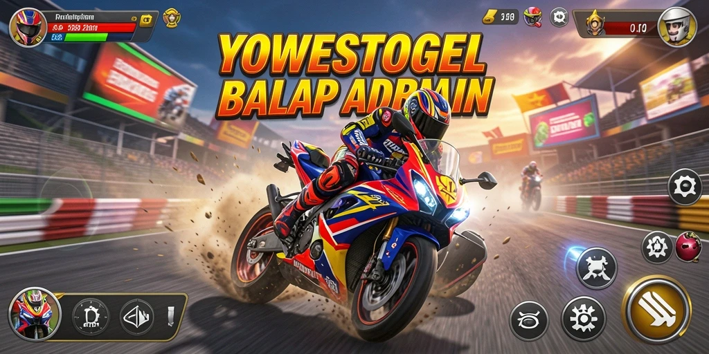 Tangkapan layar dari gameplay YOWESTOGEL yang menampilkan aksi balap motor yang mendebarkan.